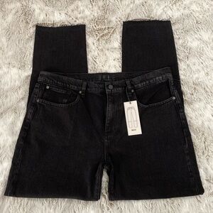 High Rise Straight Leg Women Boyfriend Jeans | Straight Leg Jeans Dark Wash NWT